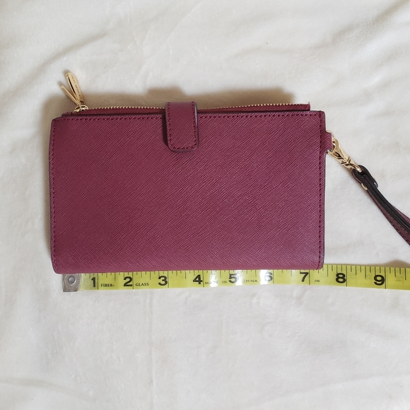 NWOT Michael Kors Jet Set double zip saffiano leather burgundy wallet/clutch - Picture 2 of 13